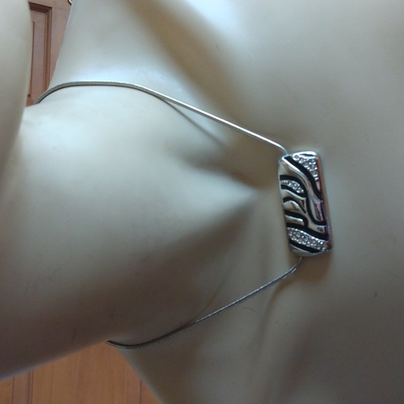 Lia Sophia Necklace with Silver and Black Slide - Picture 1 of 6